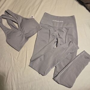 Alphalete Women's Silver Sports Bra and Leggings Set